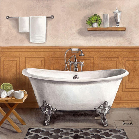 Serene Bath I White Modern Wood Framed Art Print by Bannarot