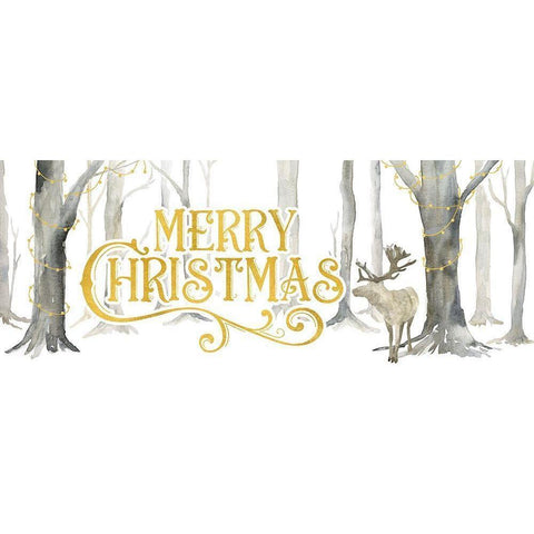 Christmas Forest panel I-Merry Christmas Gold Ornate Wood Framed Art Print with Double Matting by Reed, Tara