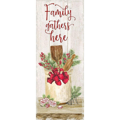 Christmas Kitchen panel I-Family Gathers Gold Ornate Wood Framed Art Print with Double Matting by Reed, Tara