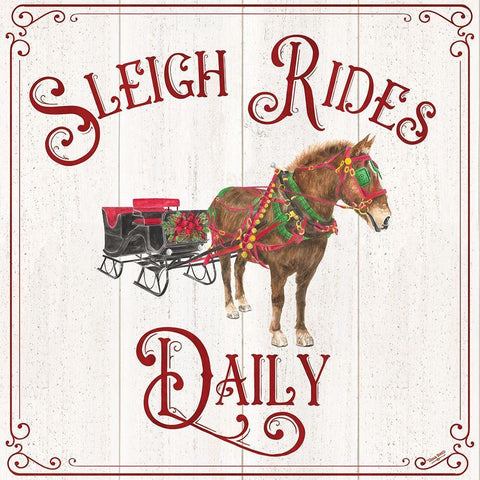 Vintage Christmas Signs V-Sleigh Rides White Modern Wood Framed Art Print with Double Matting by Reed, Tara