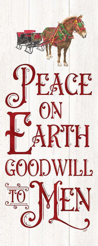 Vintage Christmas Signs panel III-Peace on Earth Black Ornate Wood Framed Art Print with Double Matting by Reed, Tara