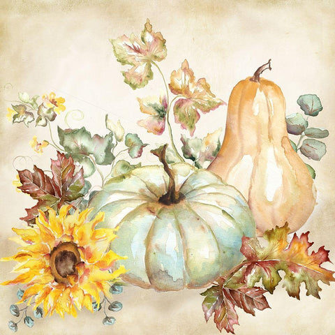 Watercolor Harvest Pumpkin II White Modern Wood Framed Art Print by Tre Sorelle Studios