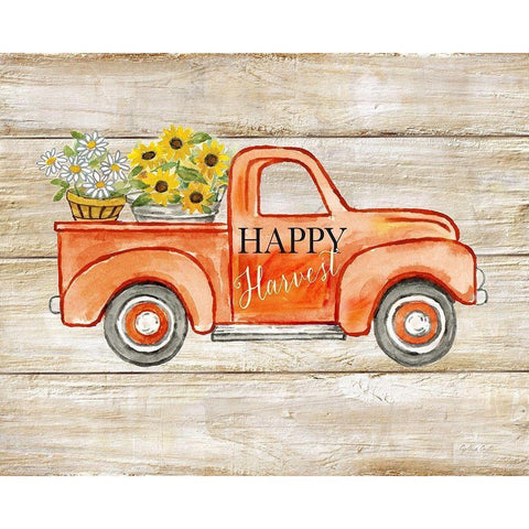 Happy Harvest I-Truck Gold Ornate Wood Framed Art Print with Double Matting by Coulter, Cynthia