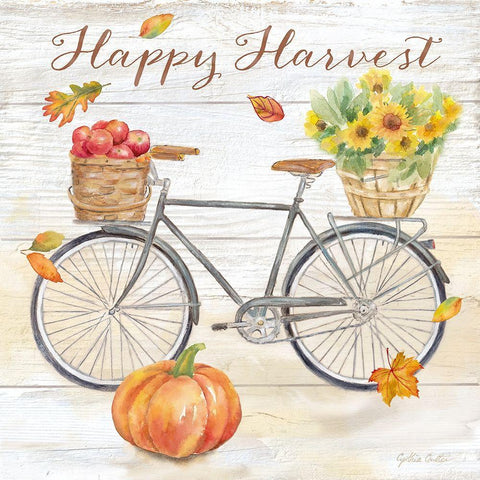 Happy Harvest II-Bike White Modern Wood Framed Art Print with Double Matting by Coulter, Cynthia