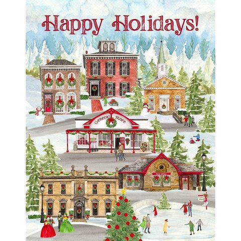 Christmas Village portrait II Gold Ornate Wood Framed Art Print with Double Matting by Reed, Tara