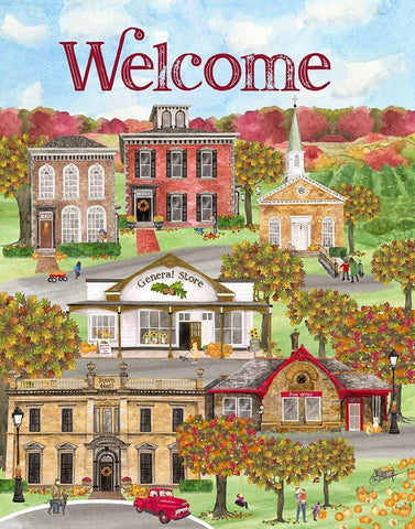 Harvest Village portrait White Modern Wood Framed Art Print with Double Matting by Reed, Tara