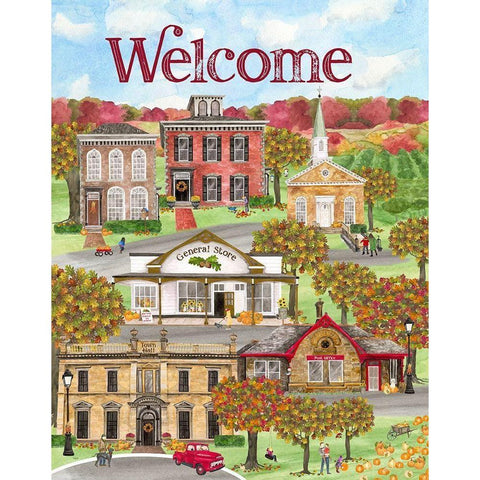 Harvest Village portrait Black Modern Wood Framed Art Print with Double Matting by Reed, Tara