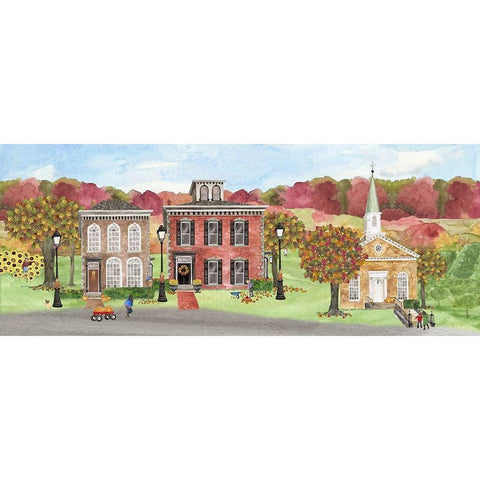 Harvest Village panel I Black Modern Wood Framed Art Print with Double Matting by Reed, Tara