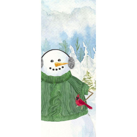 Snowman Christmas vertical I White Modern Wood Framed Art Print by Reed, Tara