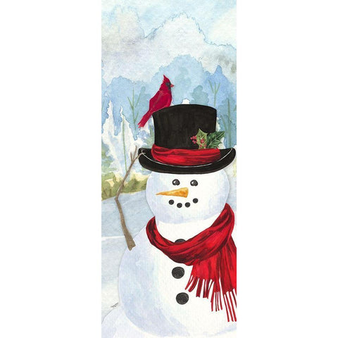 Snowman Christmas vertical II Gold Ornate Wood Framed Art Print with Double Matting by Reed, Tara