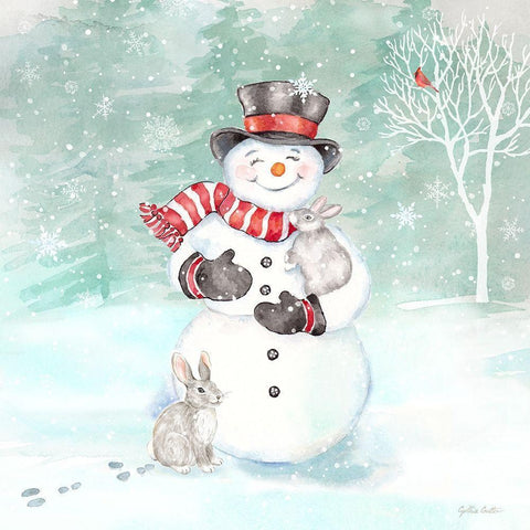 Let it Snow Blue Snowman VI White Modern Wood Framed Art Print by Coulter, Cynthia