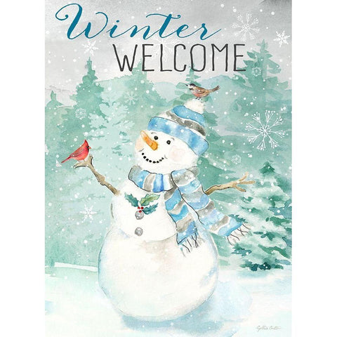 Let it Snow Blue Snowman portrait Black Modern Wood Framed Art Print by Coulter, Cynthia