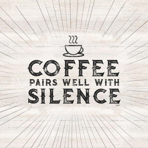 Coffee Humor II-Coffee and Silence Black Modern Wood Framed Art Print with Double Matting by Reed, Tara