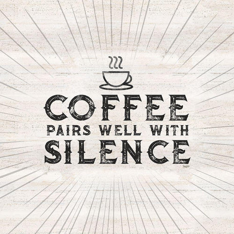 Coffee Humor II-Coffee and Silence Black Ornate Wood Framed Art Print with Double Matting by Reed, Tara