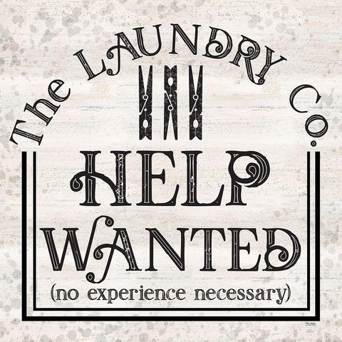 Laundry Room Humor II-Help Wanted Gold Ornate Wood Framed Art Print with Double Matting by Reed, Tara