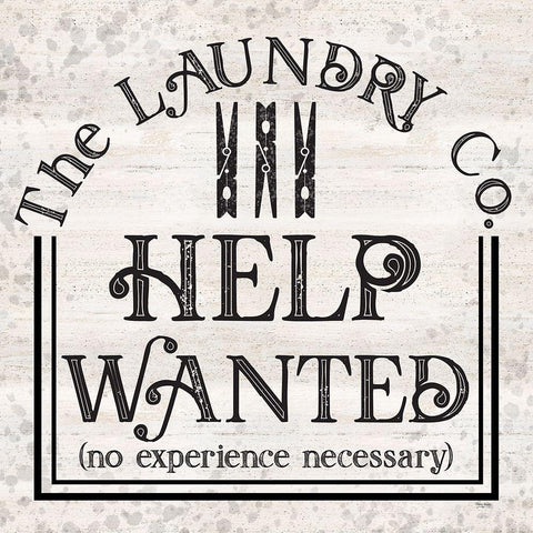 Laundry Room Humor II-Help Wanted Black Ornate Wood Framed Art Print with Double Matting by Reed, Tara