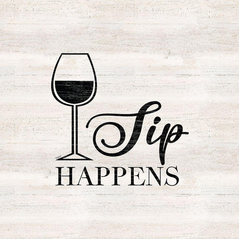 Wine Humor III-Sip Happens White Modern Wood Framed Art Print by Reed, Tara