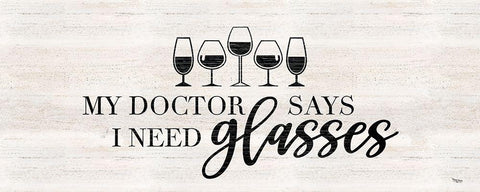 Wine Humor panel I-Need Glasses Black Ornate Wood Framed Art Print with Double Matting by Reed, Tara