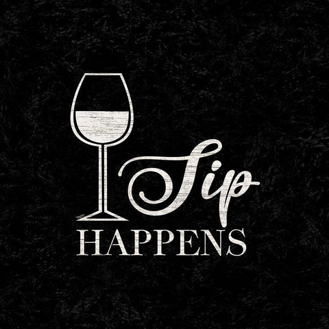 Wine Humor black III-Sip Happens White Modern Wood Framed Art Print by Reed, Tara