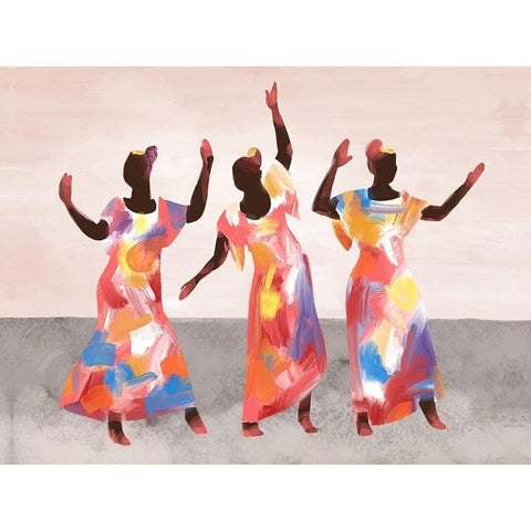 Dancing Together Black Modern Wood Framed Art Print by Bannarot