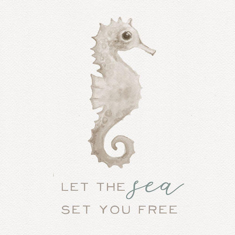 Sandy Seahorse White Modern Wood Framed Art Print with Double Matting by Hartworks