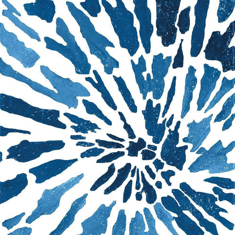 Blue Floral Burst I Black Modern Wood Framed Art Print by Lee C