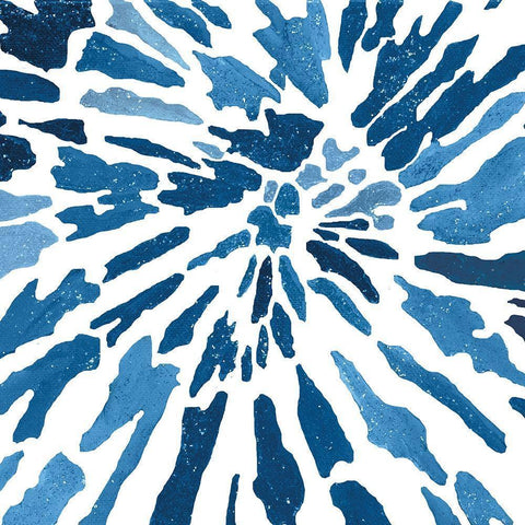 Blue Floral Burst II Black Modern Wood Framed Art Print by Lee C