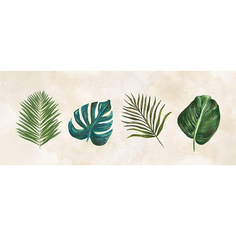 Tropical Leaves panel  Gold Ornate Wood Framed Art Print with Double Matting by Lee C