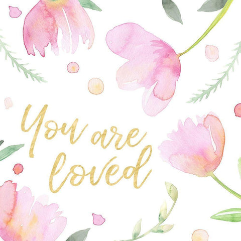 Soft Pink Flowers II-Loved Gold Ornate Wood Framed Art Print with Double Matting by Noonday Design