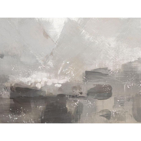 Contemporary Gray Abstract landscape Black Modern Wood Framed Art Print with Double Matting by Northern Lights