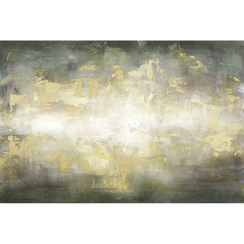 Sunrise Abstract Grey Neutral landscape Gold Ornate Wood Framed Art Print with Double Matting by Tre Sorelle Studios