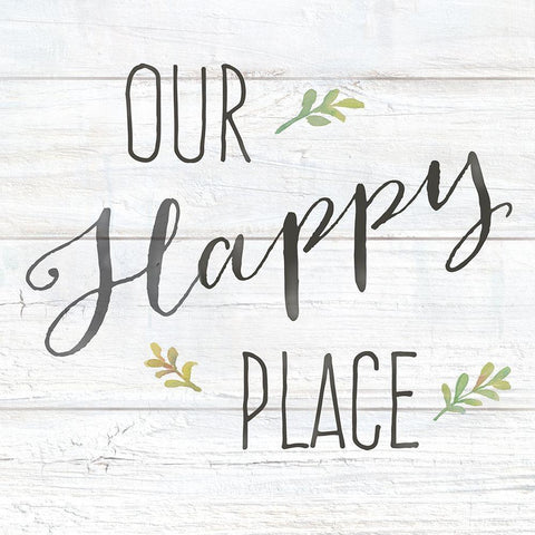 Farmhouse Sign II-Our Happy Place White Modern Wood Framed Art Print by Coulter, Cynthia