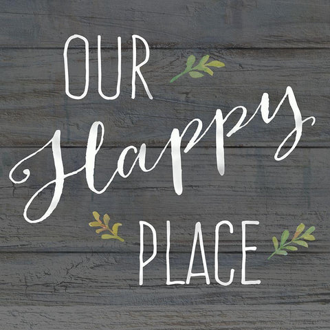 Farmhouse Sign black II-Our Happy Place White Modern Wood Framed Art Print by Coulter, Cynthia