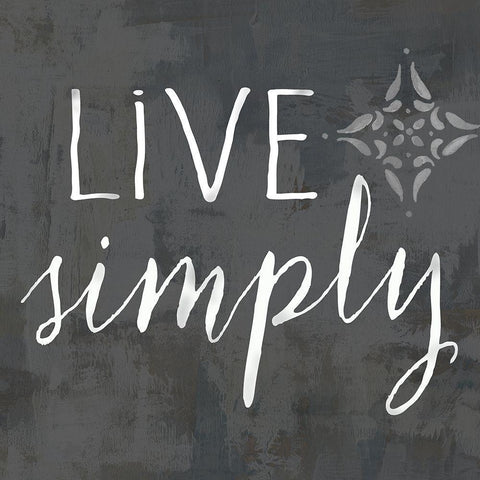 Live Simply on black White Modern Wood Framed Art Print by Coulter, Cynthia