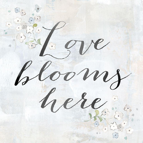 Love Blooms Here Black Modern Wood Framed Art Print with Double Matting by Coulter, Cynthia