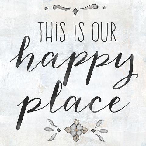 This is Our Happy Place Black Ornate Wood Framed Art Print with Double Matting by Coulter, Cynthia