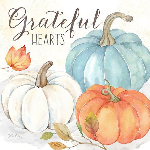 Pumpkin Patch Sentiment I-Gather White Modern Wood Framed Art Print with Double Matting by Coulter, Cynthia