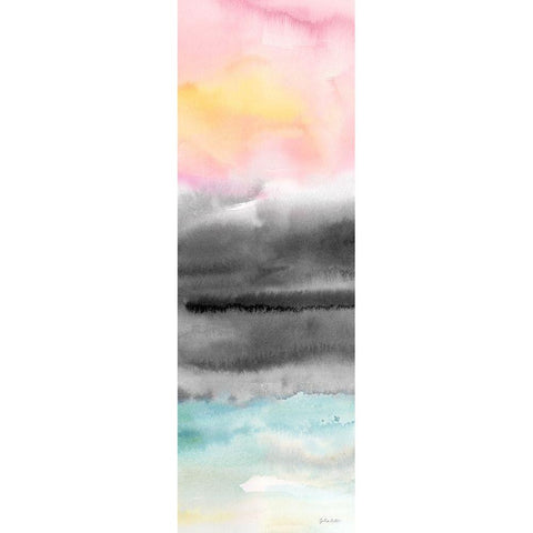 Pink Sunset Abstract panel II White Modern Wood Framed Art Print by Coulter, Cynthia