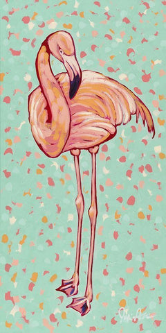 Flamingo panel I White Modern Wood Framed Art Print with Double Matting by Augustine, Jodi
