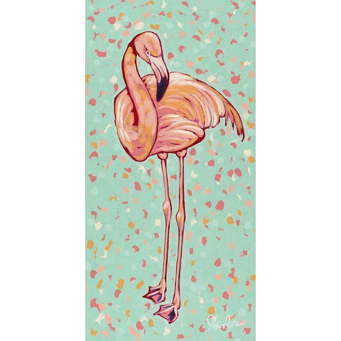 Flamingo panel I Black Modern Wood Framed Art Print by Augustine, Jodi