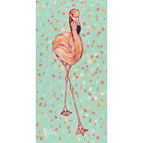Flamingo panel II Black Modern Wood Framed Art Print with Double Matting by Augustine, Jodi