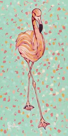 Flamingo panel II White Modern Wood Framed Art Print with Double Matting by Augustine, Jodi