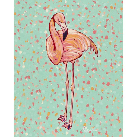 Flamingo portrait I White Modern Wood Framed Art Print by Augustine, Jodi