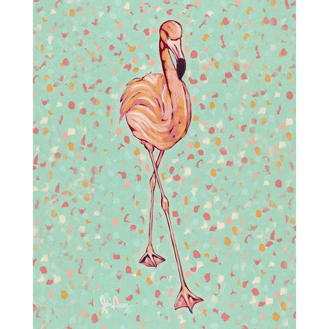Flamingo portrait II Black Modern Wood Framed Art Print with Double Matting by Augustine, Jodi