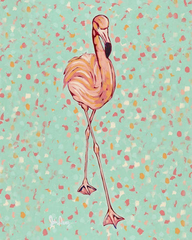 Flamingo portrait II White Modern Wood Framed Art Print with Double Matting by Augustine, Jodi