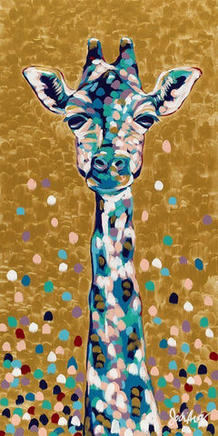 Golden Girl Giraffe White Modern Wood Framed Art Print with Double Matting by Augustine, Jodi