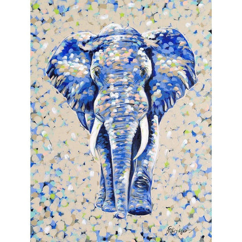 Peanut Elephant White Modern Wood Framed Art Print by Augustine, Jodi