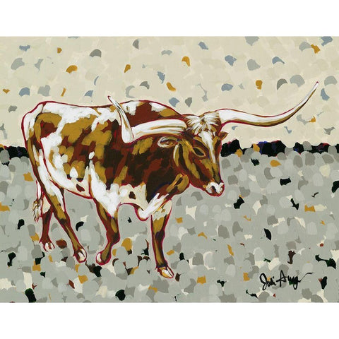 Longhorn Steer Black Modern Wood Framed Art Print by Augustine, Jodi