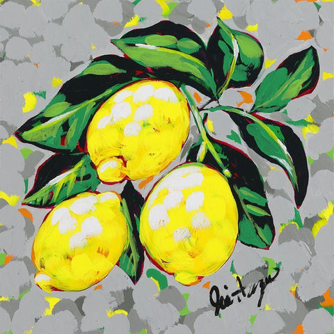Fruit Sketch Lemons Black Modern Wood Framed Art Print with Double Matting by Augustine, Jodi