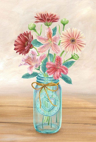 Floral Jar I White Modern Wood Framed Art Print with Double Matting by Wilson, Kelsey